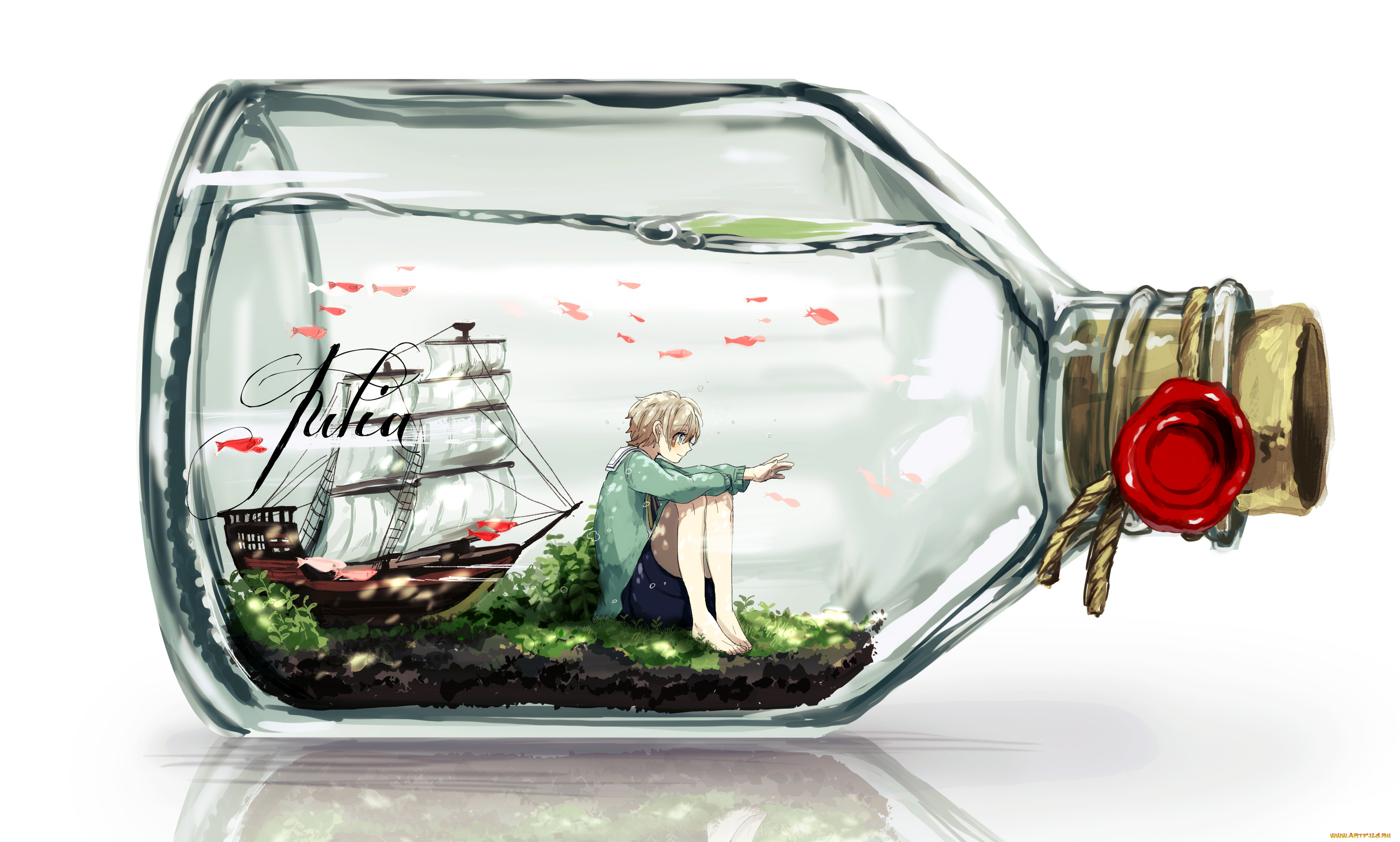 Корабль в бутылке арт